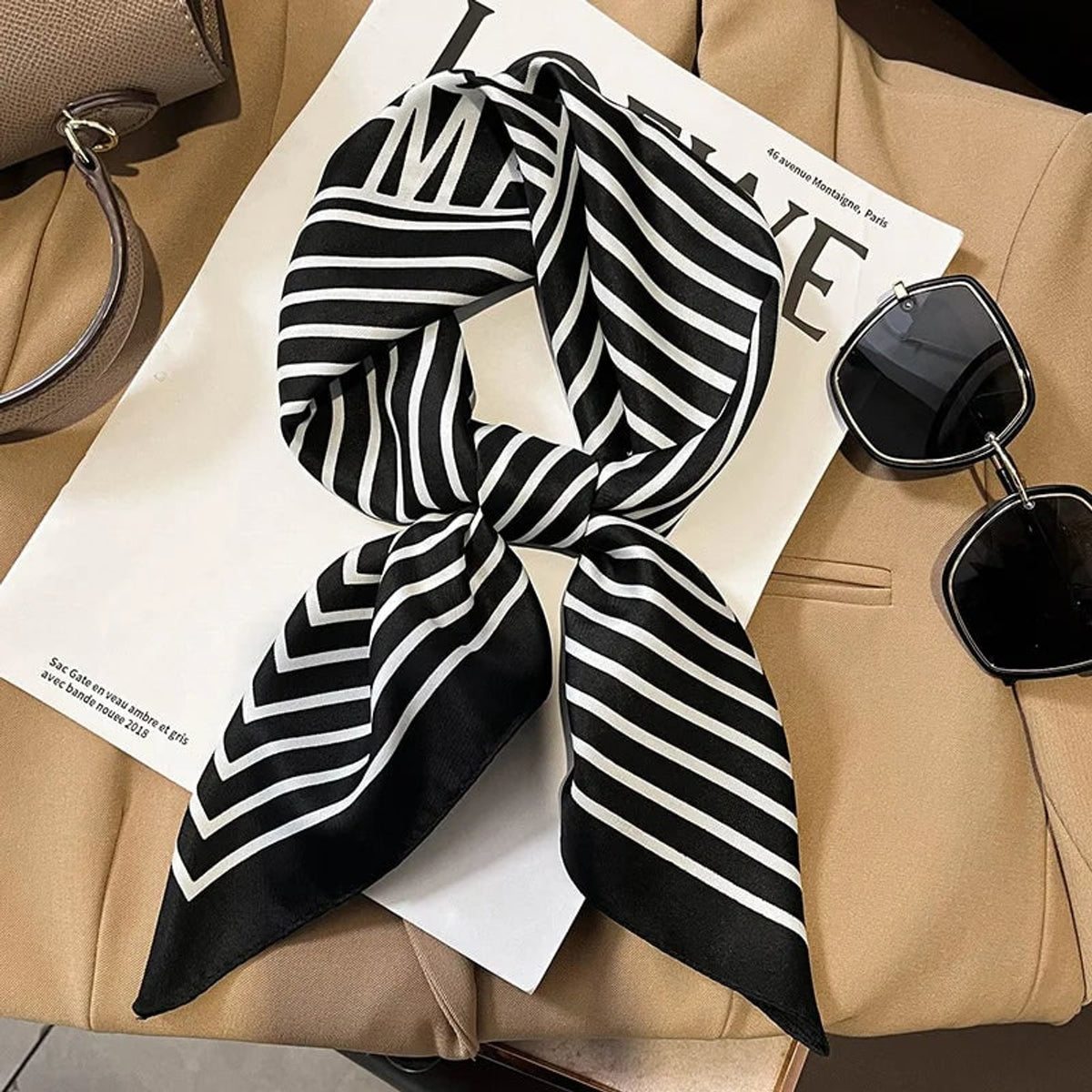 Plaid Scarf with Lightweight Silk Design and Neck Styling - Image 3