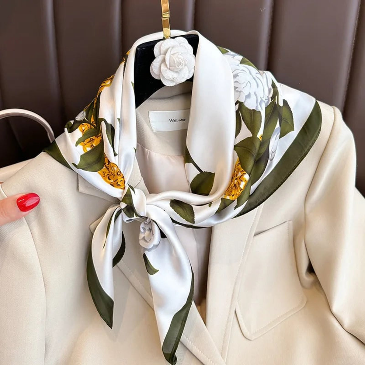 Plaid Scarf with Lightweight Silk Design and Neck Styling - Image 35