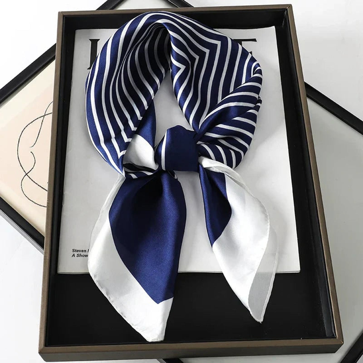 Plaid Scarf with Lightweight Silk Design and Neck Styling - Image 5