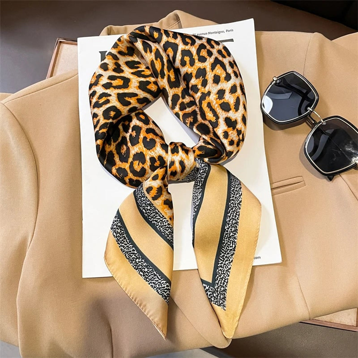 Plaid Scarf with Lightweight Silk Design and Neck Styling - Image 50