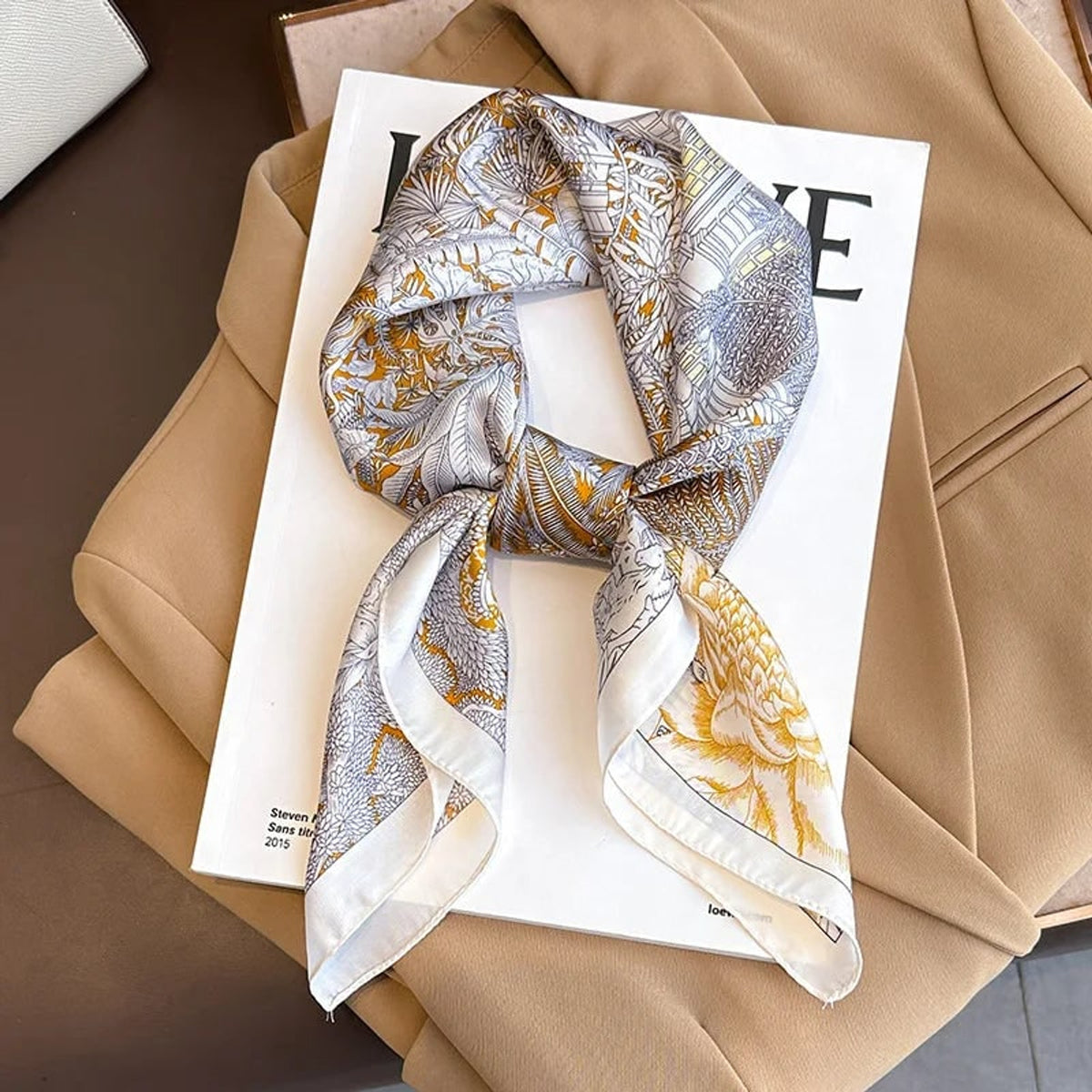 Plaid Scarf with Lightweight Silk Design and Neck Styling - Image 52