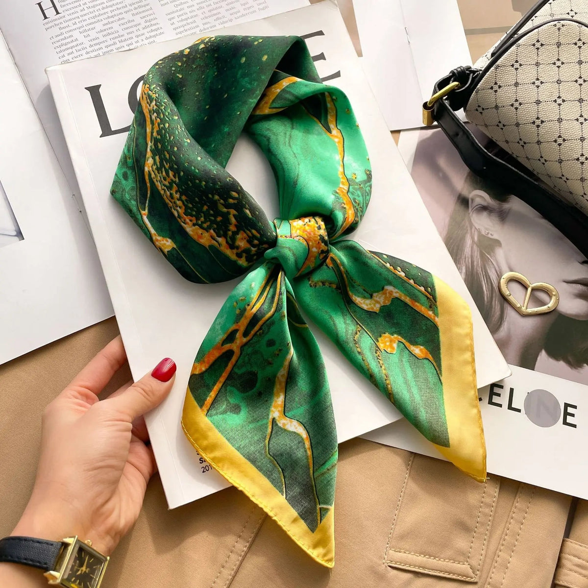 Plaid Scarf with Lightweight Silk Design and Neck Styling - Image 58