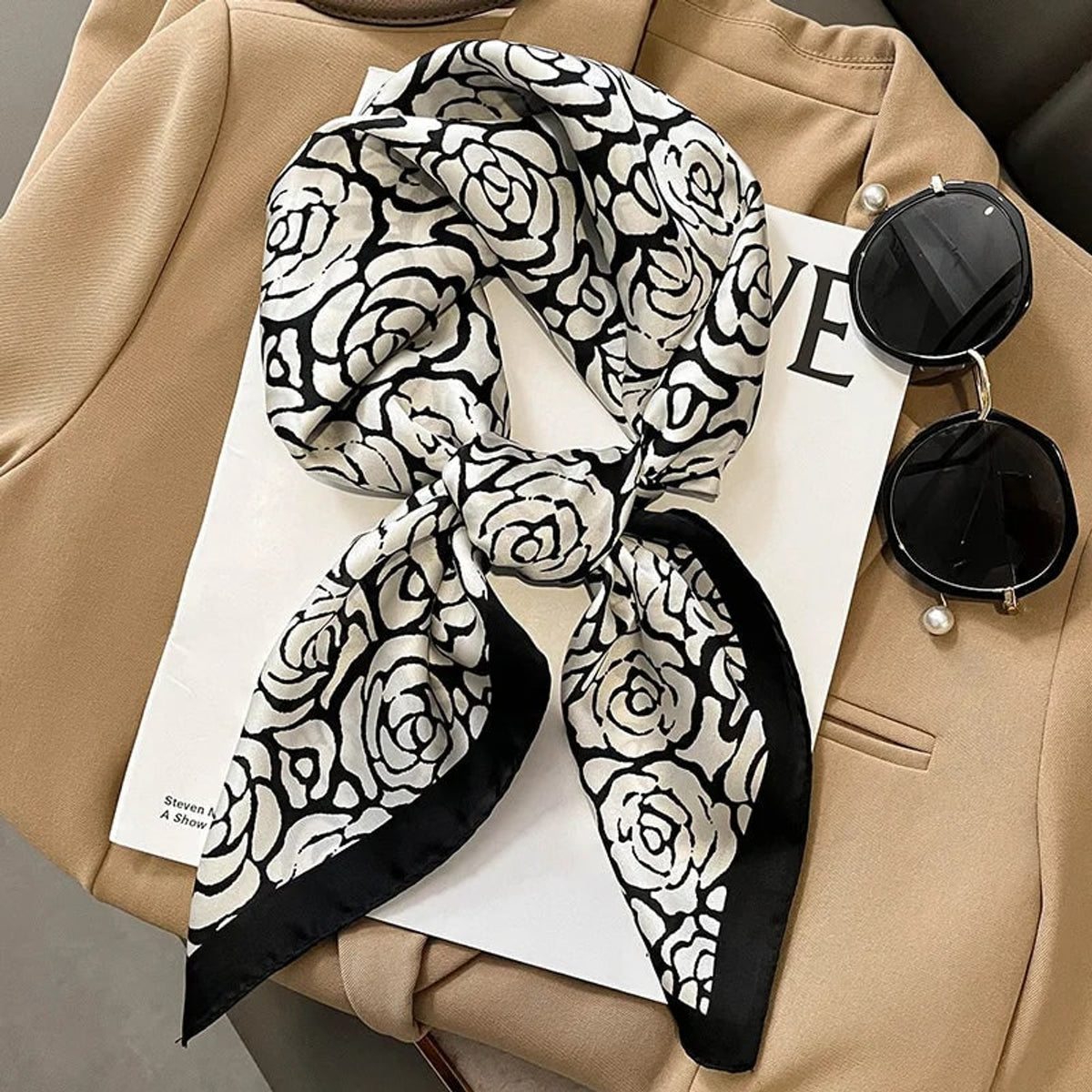 Plaid Scarf with Lightweight Silk Design and Neck Styling - Image 60
