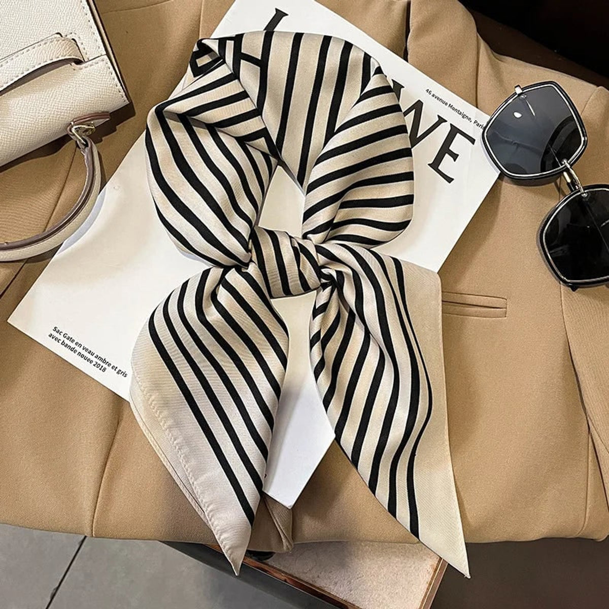 Plaid Scarf with Lightweight Silk Design and Neck Styling - Image 62