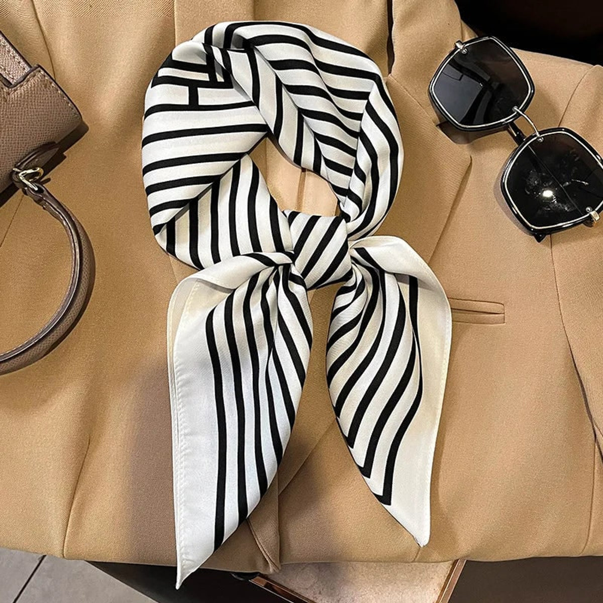 Plaid Scarf with Lightweight Silk Design and Neck Styling - Image 63