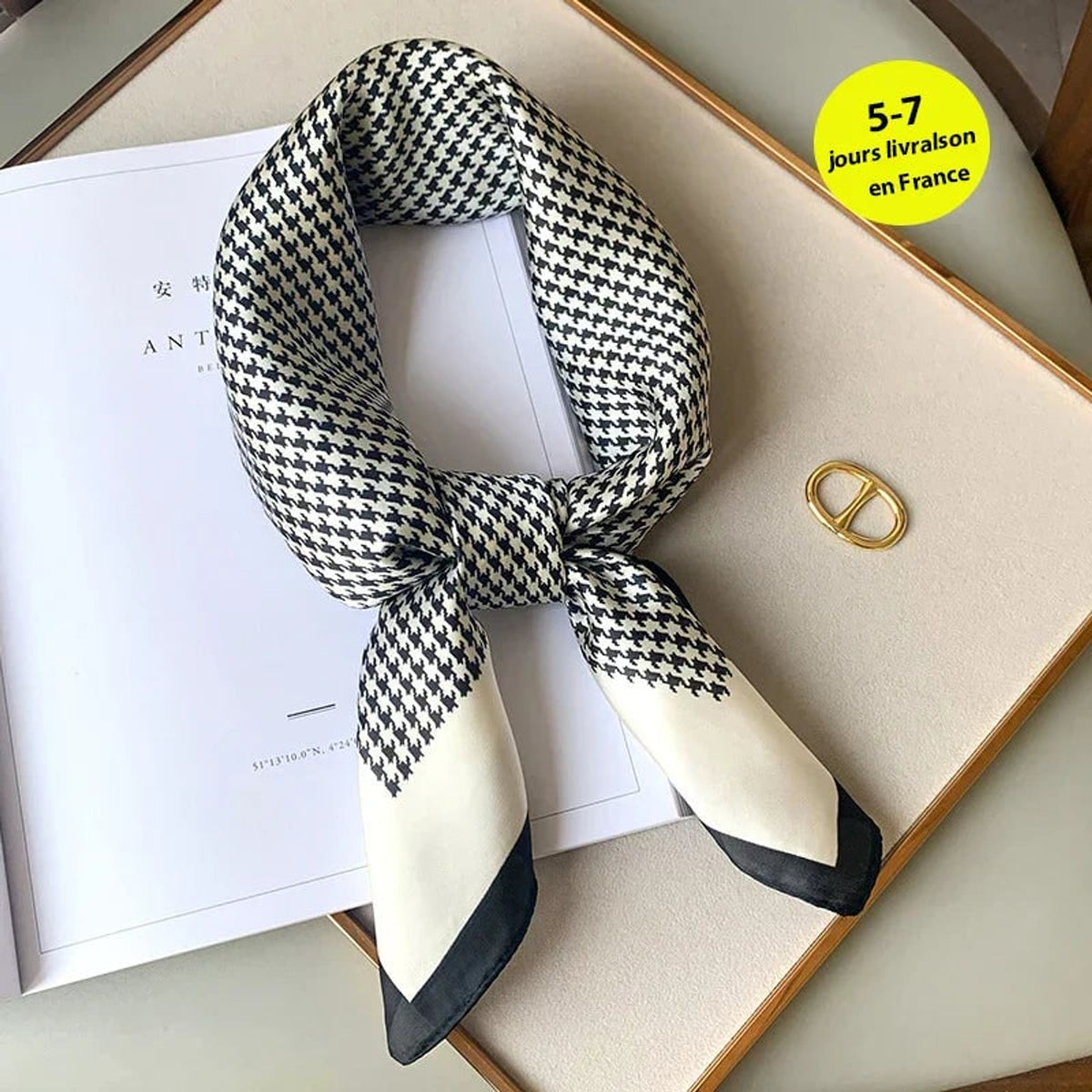 Plaid Scarf with Lightweight Silk Design and Neck Styling - Image 8
