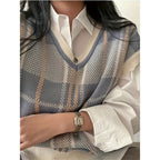 Plaid Sweater Vest with Flattering Fitted Silhouette and V-Neckline - Image 6