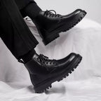 Platform Boots with Chunky Sole Combat and Lace-Up - Image 2