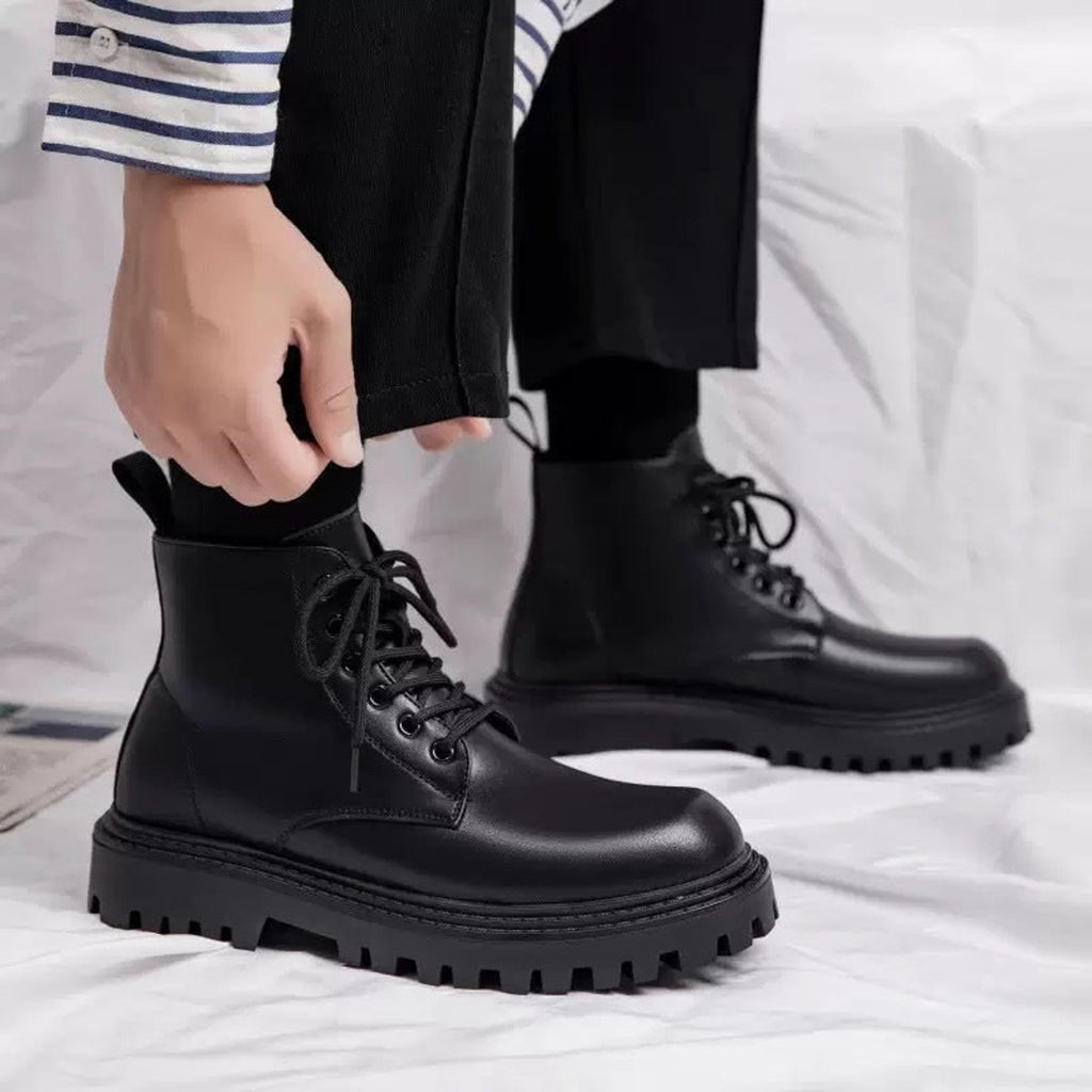 Platform Boots with Chunky Sole Combat and Lace-Up - Image 4