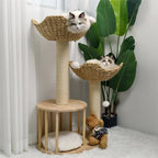 Plush Three-Tier Cat Tree With Sisal Scratching Posts And Woven Baskets - Image 4