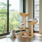 Plush Three-Tier Cat Tree With Sisal Scratching Posts And Woven Baskets - Image 6