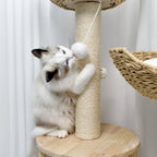 Plush Three-Tier Cat Tree With Sisal Scratching Posts And Woven Baskets - Image 5