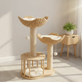 Plush Three-Tier Cat Tree With Sisal Scratching Posts And Woven Baskets - Image 1