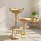 Plush Three-Tier Cat Tree With Sisal Scratching Posts And Woven Baskets - Image 1