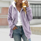 Plush Zip Up Hoodie with Relaxed Loose Fit and Hood - Image 2