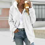Plush Zip Up Hoodie with Relaxed Loose Fit and Hood - Image 4