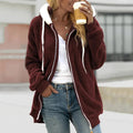 Plush Zip Up Hoodie with Relaxed Loose Fit and Hood - Image 8