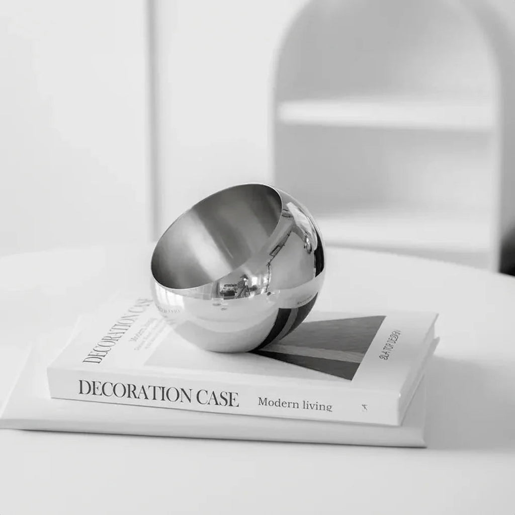 Polished Stainless Steel Fruit Bowl With Modern Open Design - Image 2