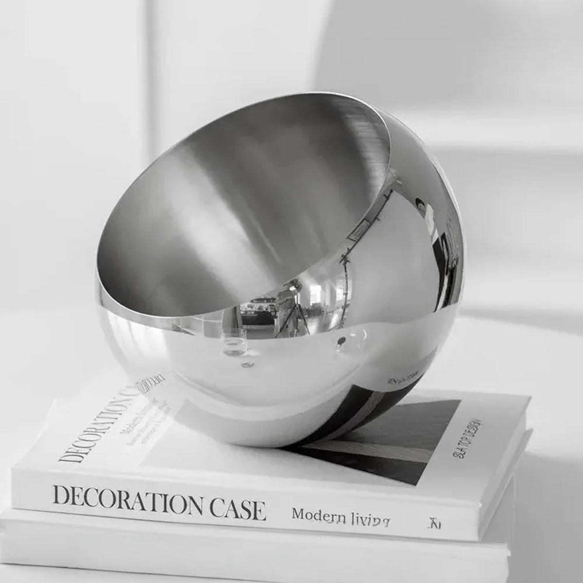Polished Stainless Steel Fruit Bowl With Modern Open Design - Image 7