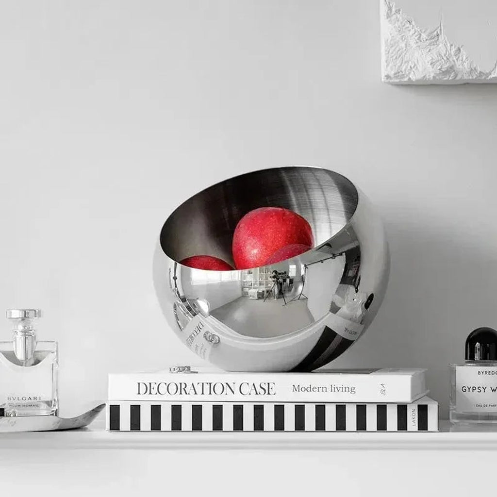 Polished Stainless Steel Fruit Bowl With Modern Open Design - Image 6