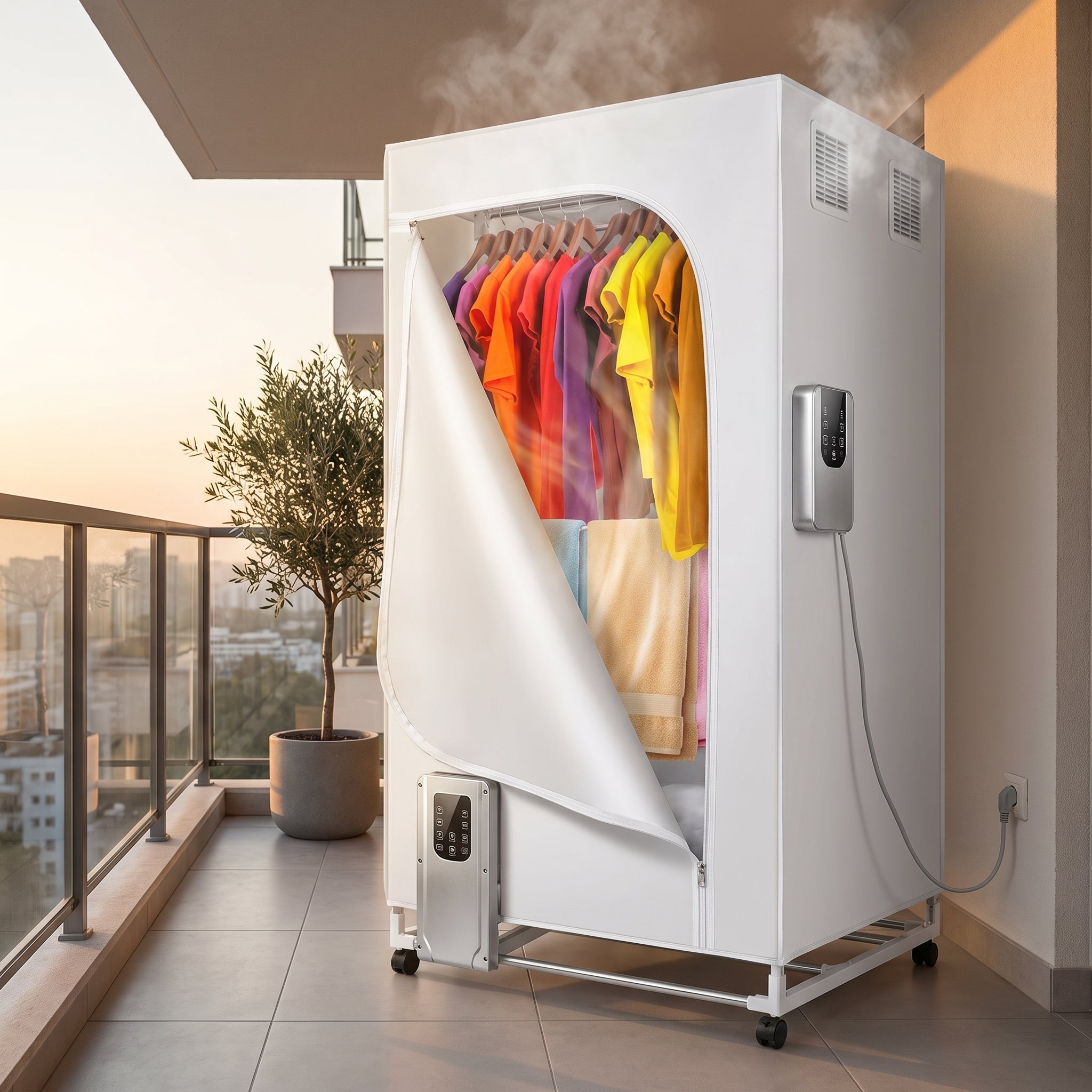 Portable Clothes Dryer Electric Heated Cabinet Indoor - in-use
