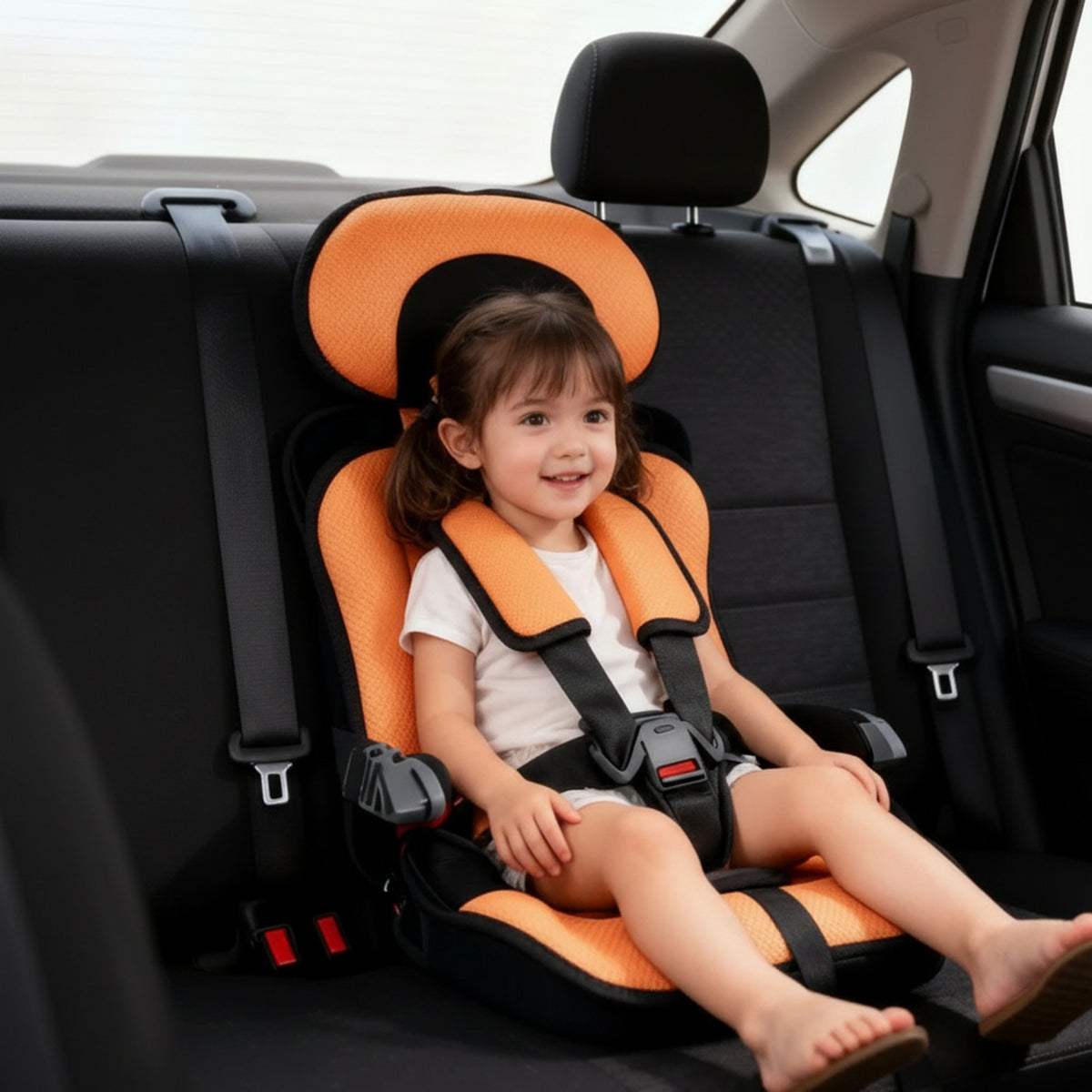 Portable Foldable Child Car Booster Seat With Five-Point Harness For Travel - Image 2
