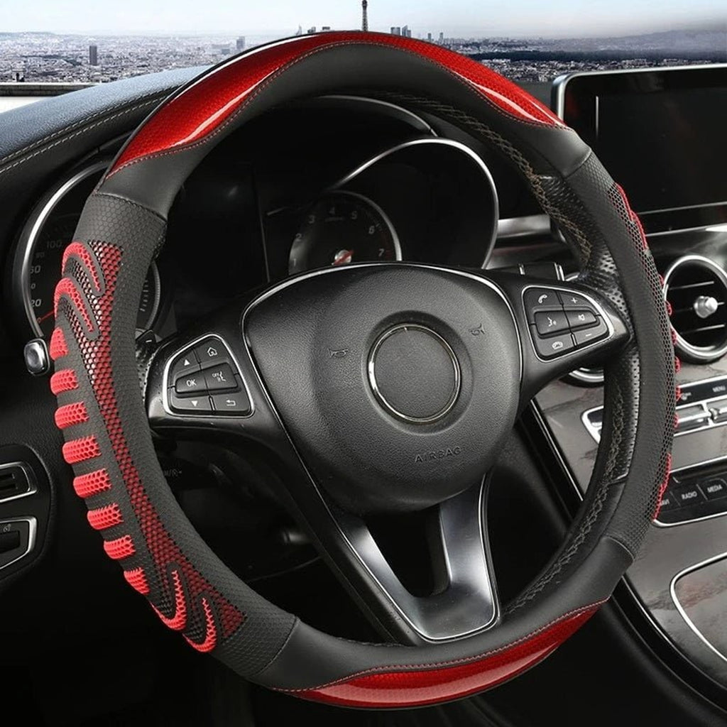 Premium Honeycomb Leather Steering Wheel Cover For Enhanced Grip And Comfort - Image 1