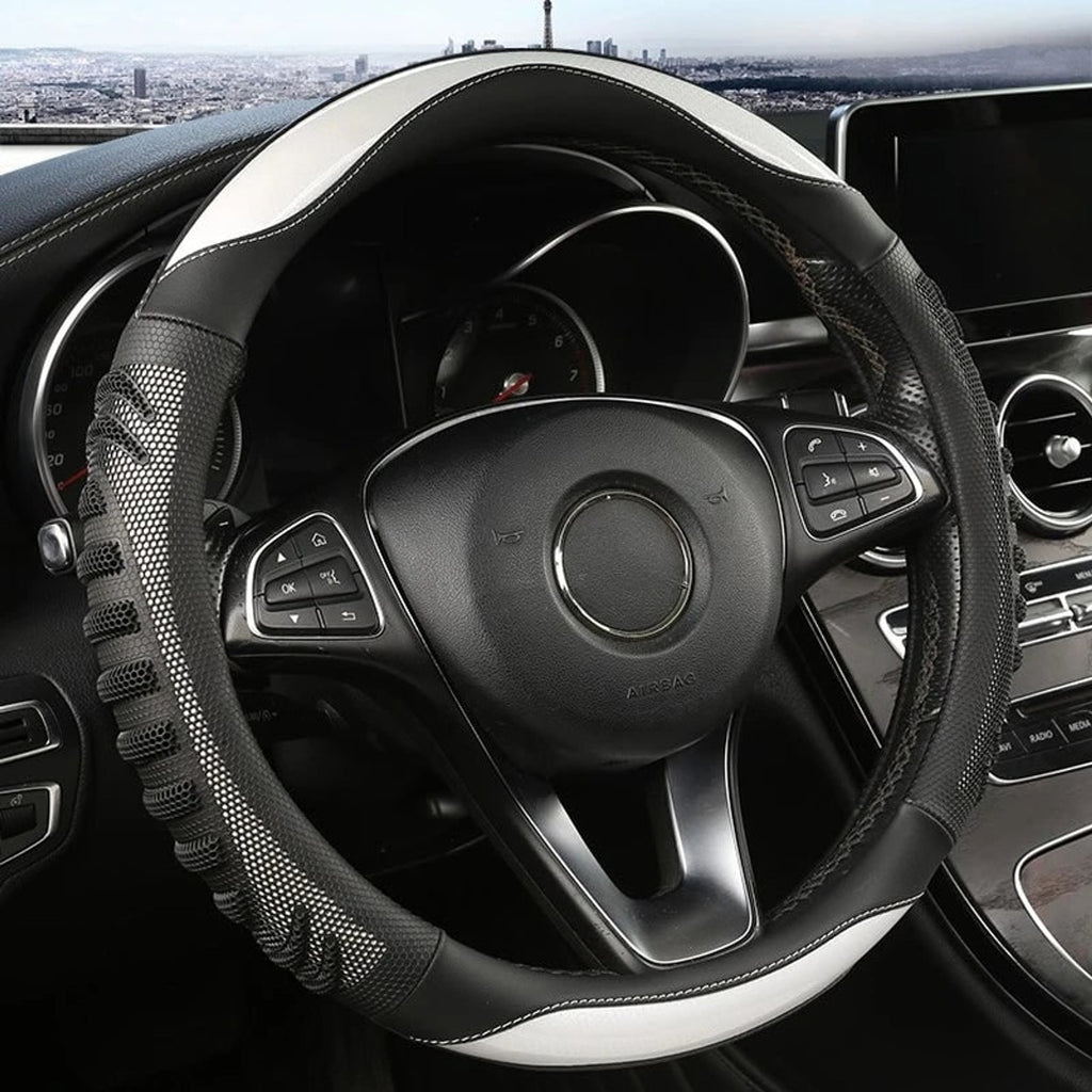 Premium Honeycomb Leather Steering Wheel Cover For Enhanced Grip And Comfort - Image 3