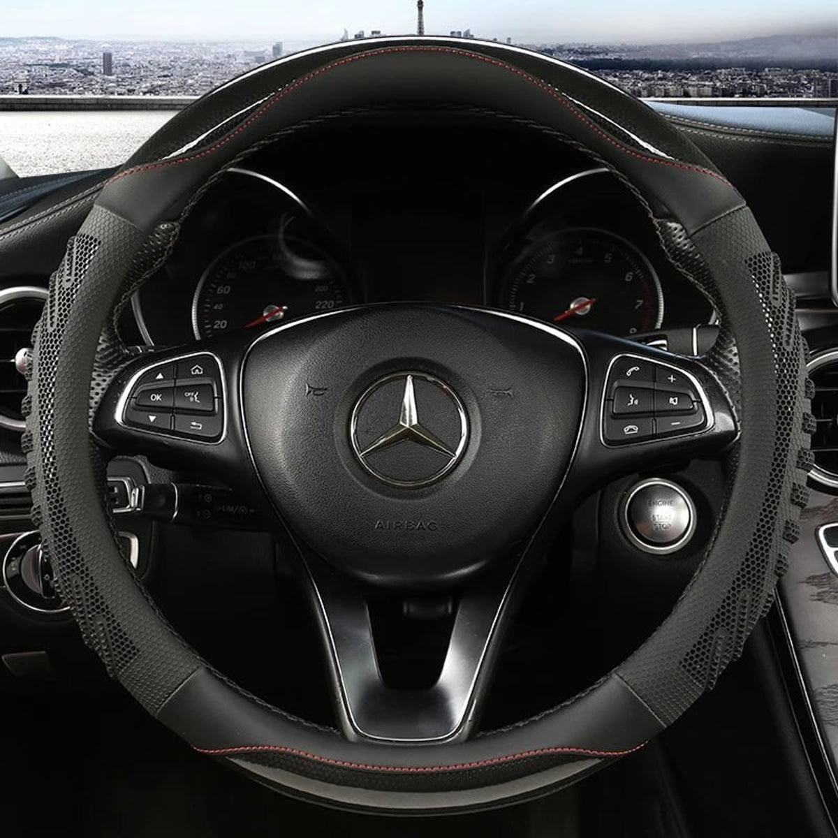 Premium Honeycomb Leather Steering Wheel Cover For Enhanced Grip And Comfort - Image 6