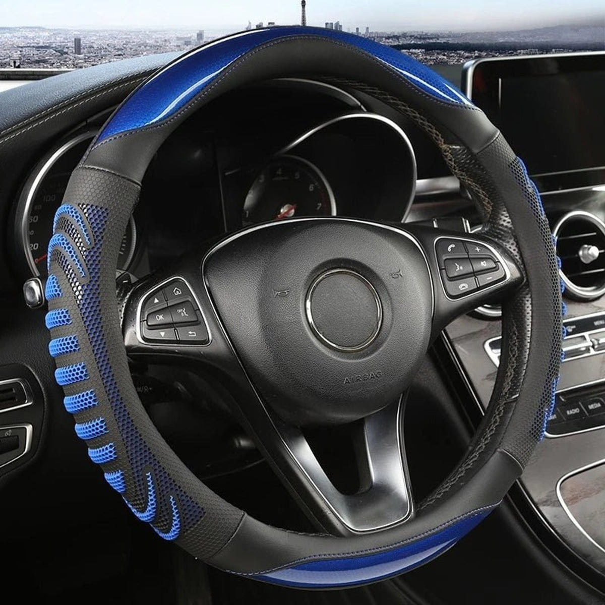 Premium Honeycomb Leather Steering Wheel Cover For Enhanced Grip And Comfort - Image 4