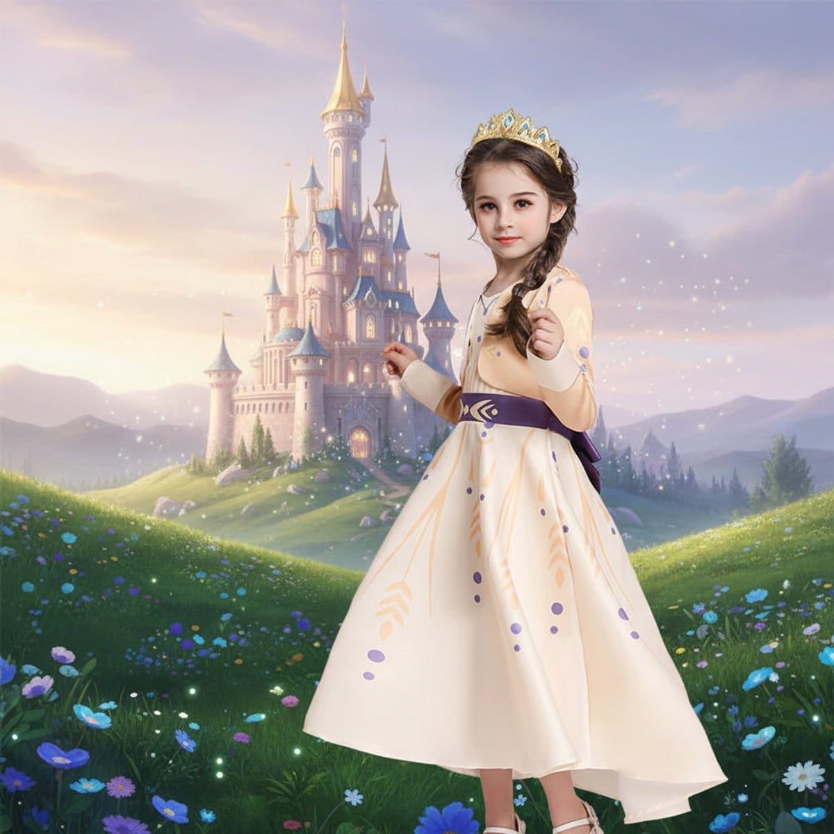 Princess Costume For Halloween Kids Up With Tiara And Scepter Games All Included - Image 1
