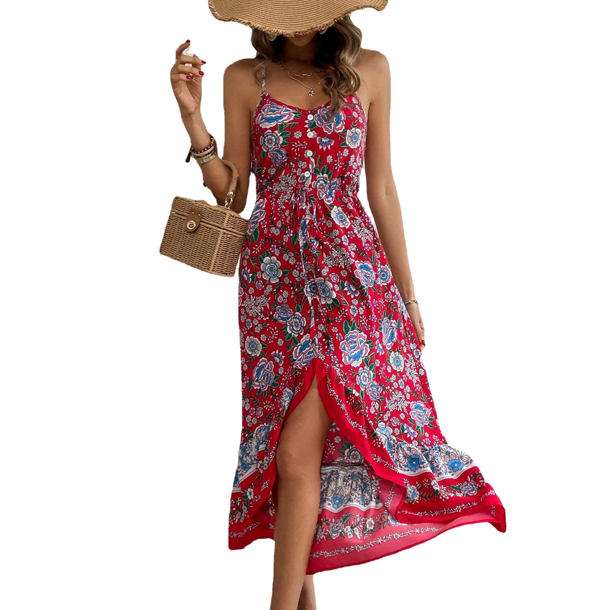 Printed Dress with Flattering Sling Silhouette and Asymmetric Skirt - Image 2