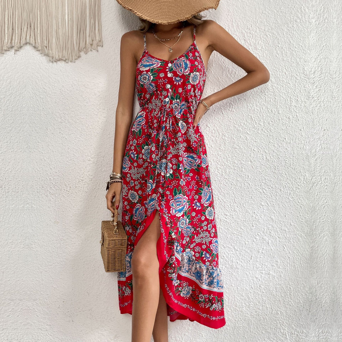 Printed Dress with Flattering Sling Silhouette and Asymmetric Skirt - Image 7
