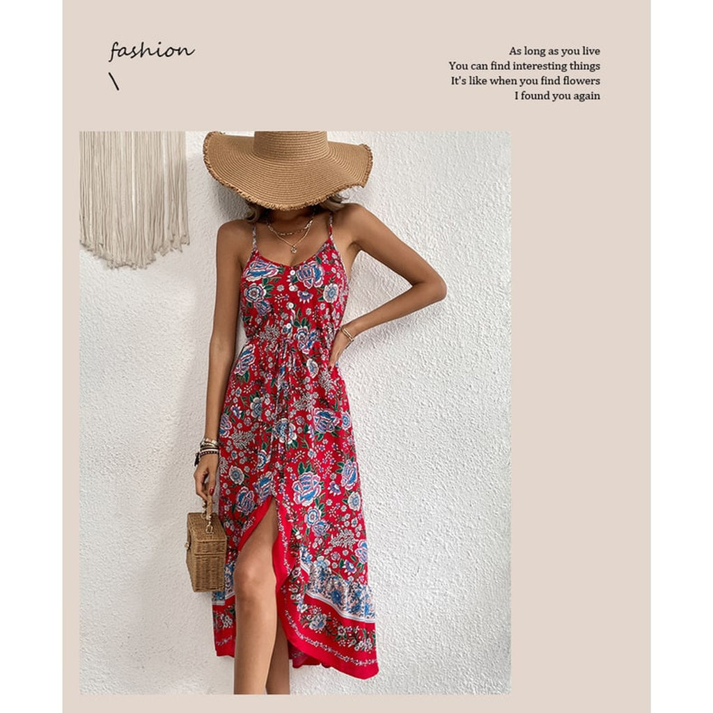 Printed Dress with Flattering Sling Silhouette and Asymmetric Skirt - Image 3
