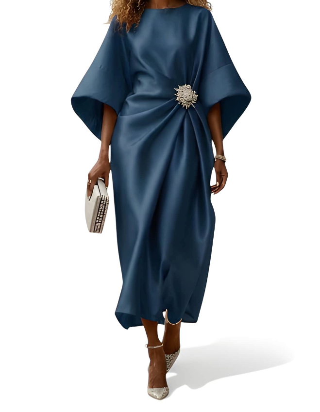 NOVA | Satin Maxi Dress for Women – Elegant A-Line Evening Gown