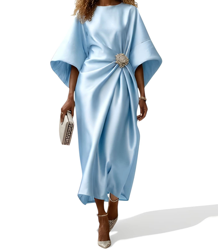 NOVA | Satin Maxi Dress for Women – Elegant A-Line Evening Gown