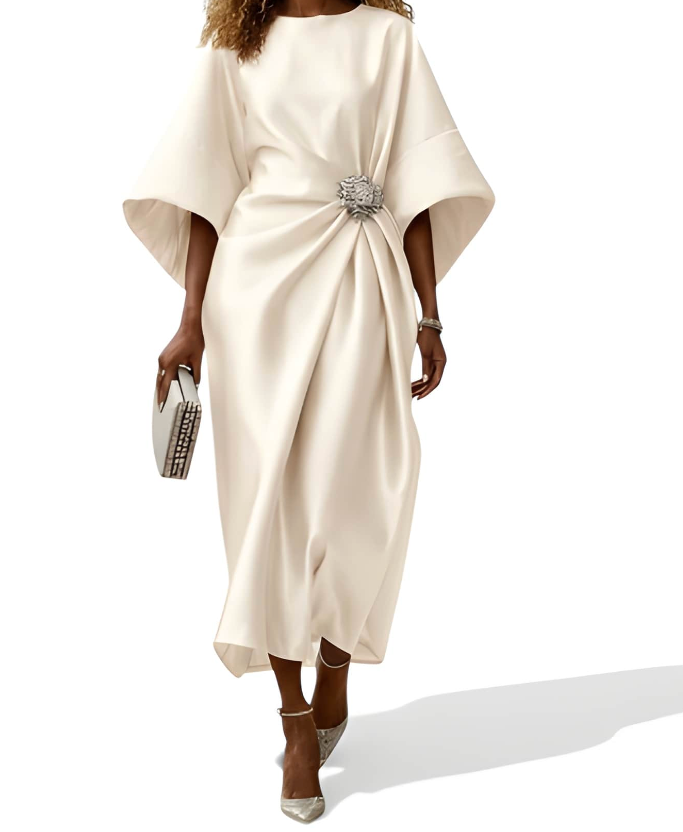 NOVA | Satin Maxi Dress for Women – Elegant A-Line Evening Gown