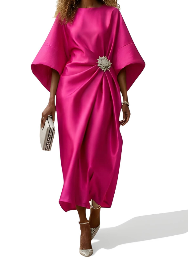 NOVA | Satin Maxi Dress for Women – Elegant A-Line Evening Gown