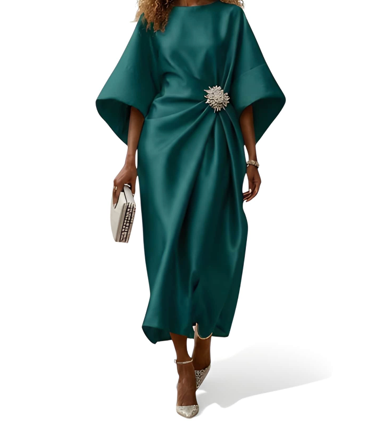 NOVA | Satin Maxi Dress for Women – Elegant A-Line Evening Gown