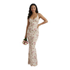 NOVA | Robe maxi moulante fleurie – Robe élégante pour occasions de printemps et invitées de mariage