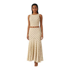 NOVA | Two Piece Co-Ord Polka Dot Ruched Maxi Skirt Set – Sleeveless Crop Top & Maxi Skirt Women
