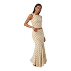 NOVA | Two Piece Co-Ord Polka Dot Ruched Maxi Skirt Set – Sleeveless Crop Top & Maxi Skirt Women