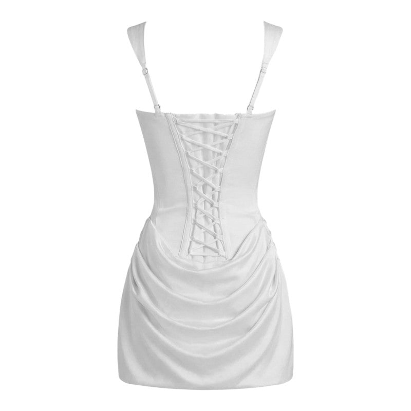 NOVA | Women’s Ruched Bodycon Mini Dress Brown – Square Neck Sleeveless Party Dress