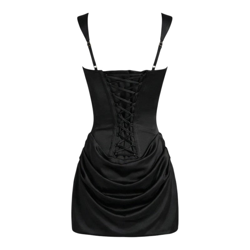 NOVA | Women’s Ruched Bodycon Mini Dress Brown – Square Neck Sleeveless Party Dress