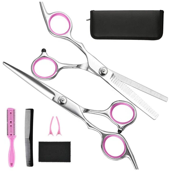 Professional Haircutting Set With Thinning Scissors Combs And Clips - Image 2