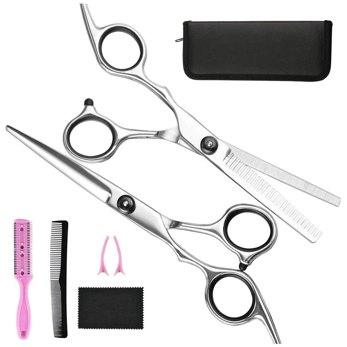 Professional Haircutting Set With Thinning Scissors Combs And Clips - Image 3
