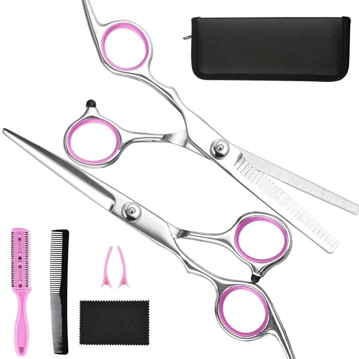 Professional Haircutting Set With Thinning Scissors Combs And Clips - Image 7