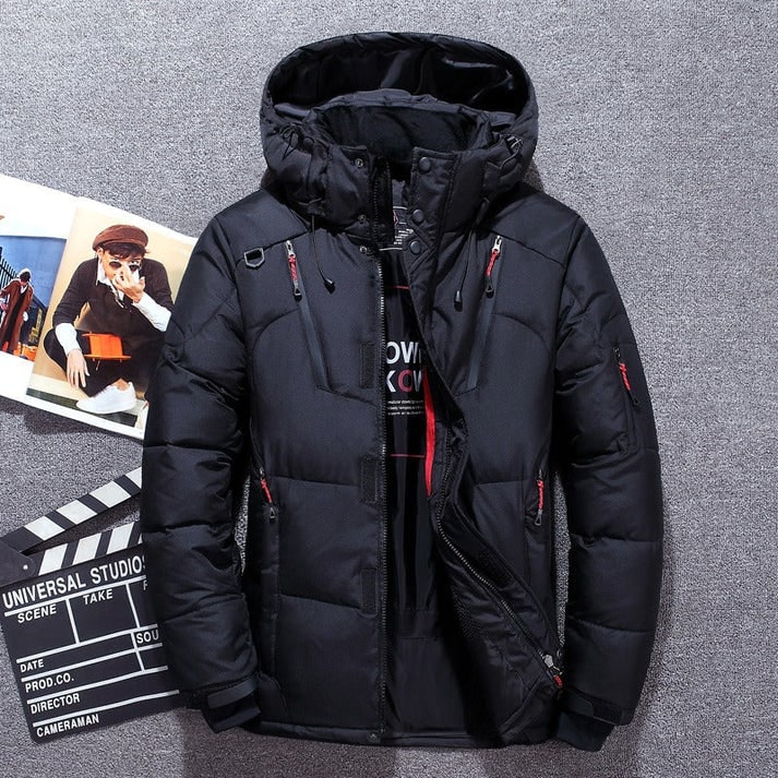 Puffer Jacket with Adjustable Hood and Zippered Pockets - Image 2