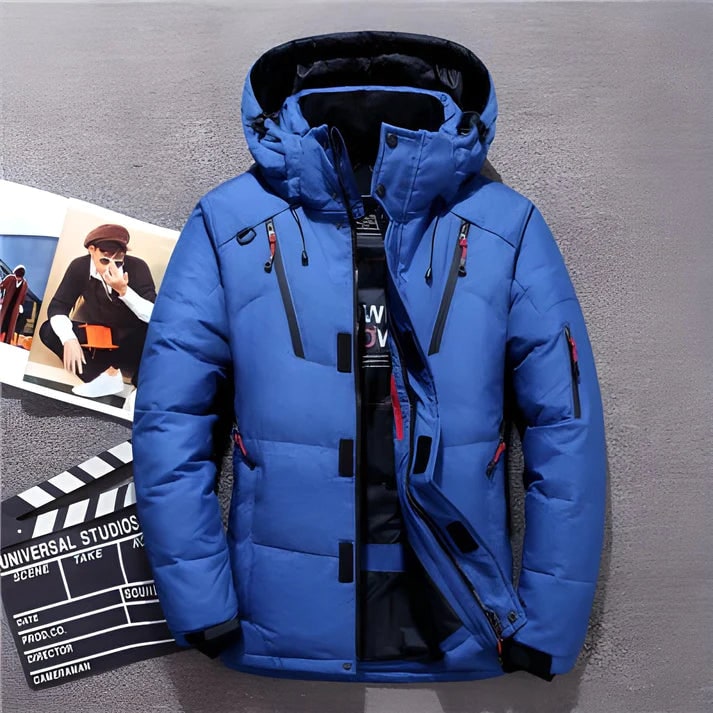 Puffer Jacket with Adjustable Hood and Zippered Pockets - Image 3