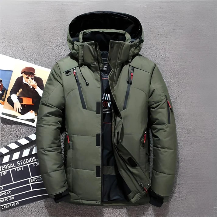 Puffer Jacket with Adjustable Hood and Zippered Pockets - Image 4